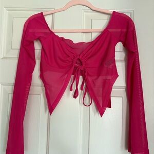 SHEIN Pink Off the Shoulder Mesh top